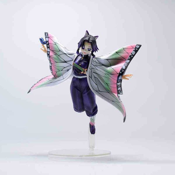 

anime 20cm demon slayer figure demon slayer flying kochou shinobu pvc action figure collectible model toys kid gift g220707