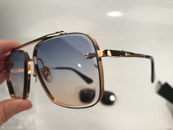 Роскошные дизайнерские солнцезащитные очки для женщин Мужские высококачественные солнцезащитные очки Mach Six с квадратной отделкой из металла Большая негабаритная овальная оправа Очки для вождения Пляжные очки Lunettes