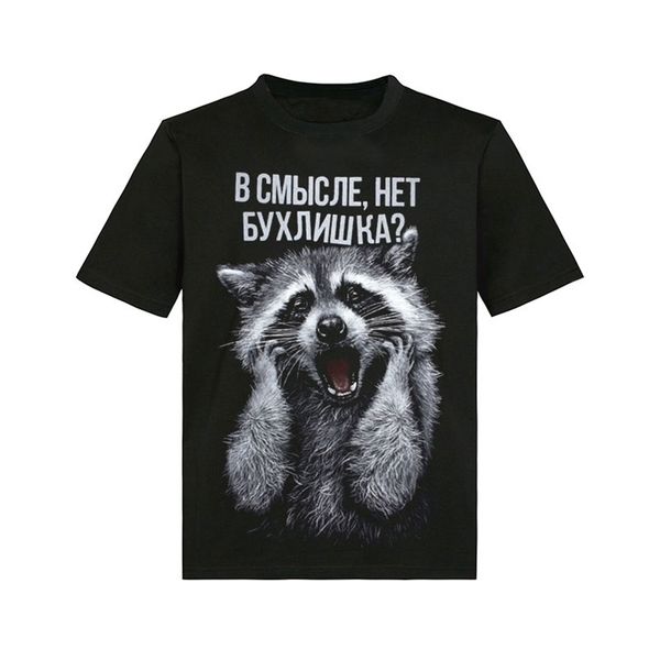 

raccoon round neck black oversized tshirt fashion casual simple style streetwear summer 3d short sleeve mens tshirts 220616, White;black