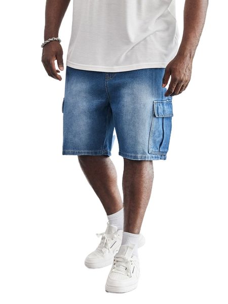 

extended sizes men flap pocket side denim shorts g6ci#, White;black