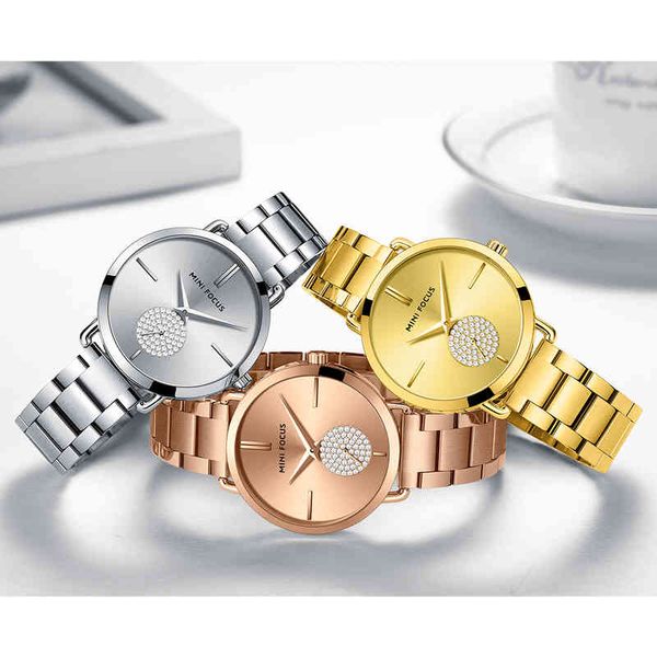 

mini focus simple quartz watch women lady waterproof stainls steel wristwatch for woman, Slivery;brown