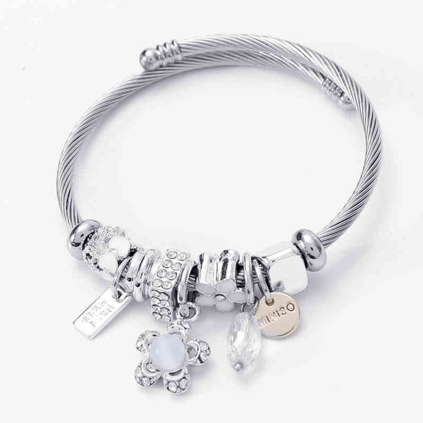 

adjustable personalized diy stainless steel bracelet, White