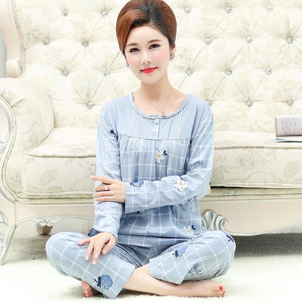 

autumn winter 100 cotton sleepwears long sleeve round neck women pajamas set leisure comfortable soft female nightwear l-3xl, Black;red
