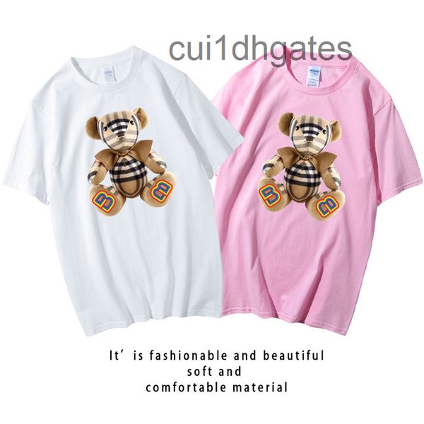 

2022 designer b br t shirt korean cartoon fashion bear t-shirt female short sleeve loose large bf student half t-shirt male couple, White