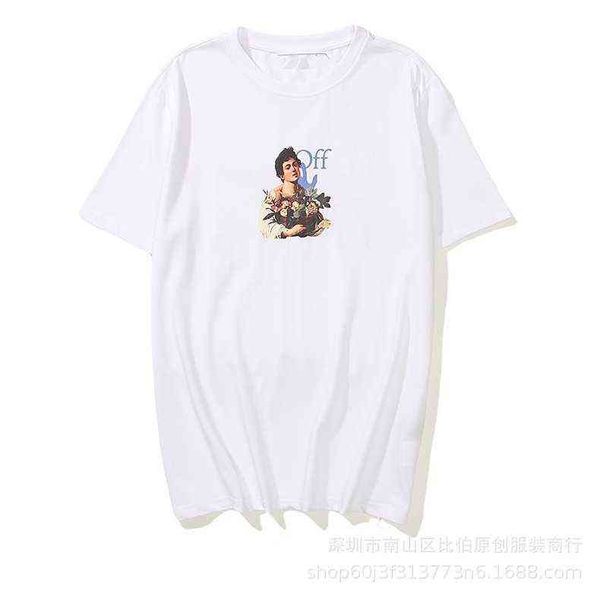 

factory direct sales designer new brand short sleeve wholesale off fashion figure arrow painting print t-shirt ow youth men and women half, White;black