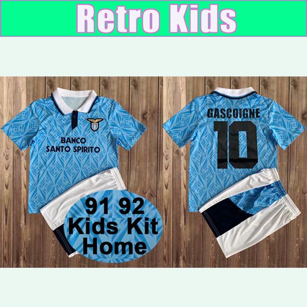 

1991 1992 ss lazio retro kids kit soccer jerseys gascoigne inzaghi home away football shirt, Black;yellow