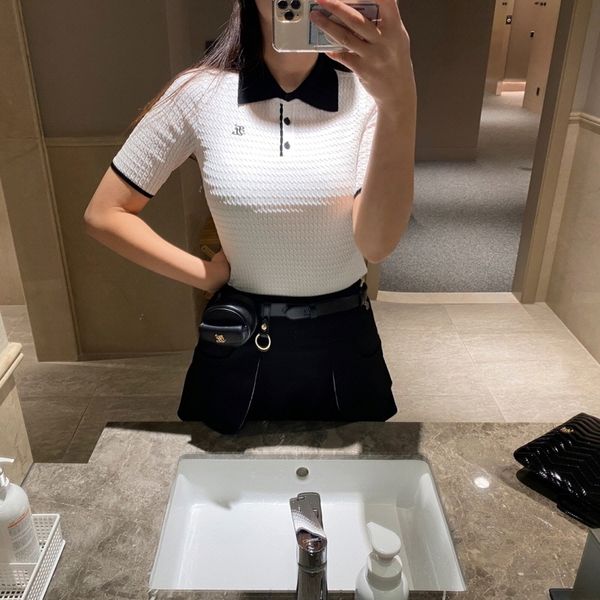 

summer golf clothing women s short sleeve t shirt ice knit sports casual fast dry breathable fashion ladies jersey set 220712, Black;blue