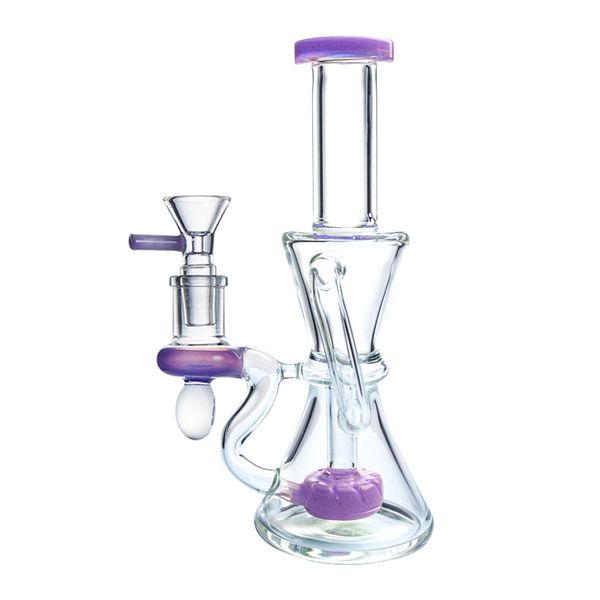 Großhandel Wasserpfeifen Duschkopf Perc Heady Glas Recycler Klein Glasbongs mit Schüssel 14,5 mm Innengewinde dick 4 mm XL-2062