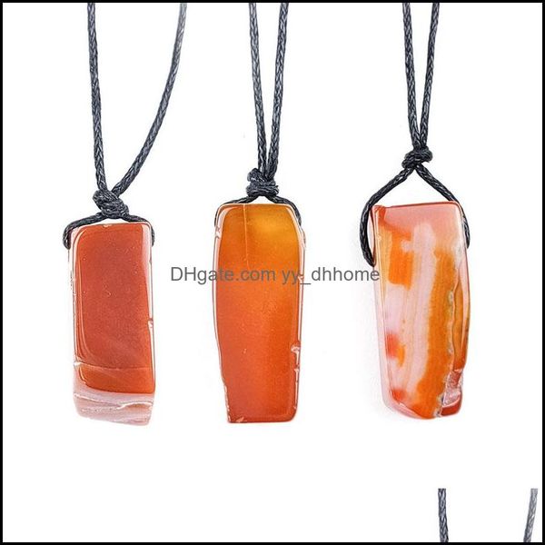 

pendant necklaces pendants jewelry irregar natural stone red agate handmade rope chain for women men d dhrmn, Silver