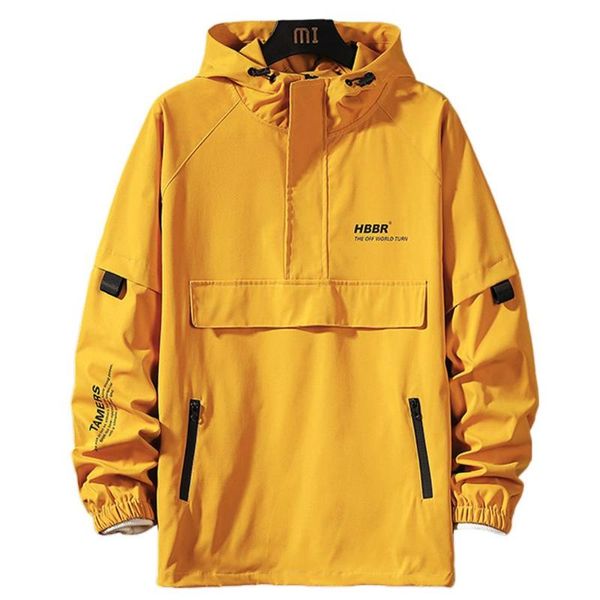 

men's jackets men's jacket spring autumn trendy thin pullover hooded hip hop streetwear male casual coat yellow outerwear windbrea, Black;brown