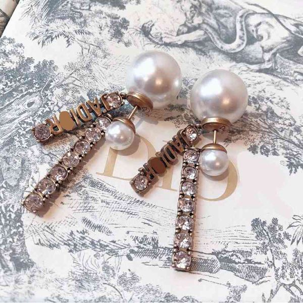 

2022 factory wholesale new dijia row diamond size pearl pendant earrings, Golden