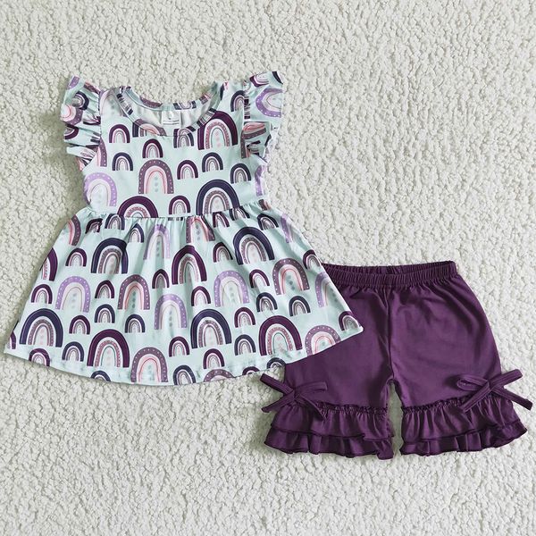 

new fashion kids designer clothes set summer toddler baby girl clothing short sleeve ruffle shorts boutique girls outfits cute wholesale chi, White