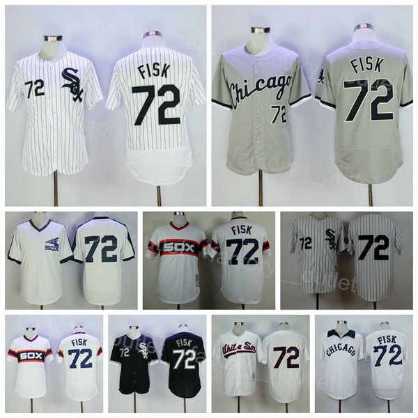 

men 1985 1990 1993 retro baseball 72 carlton fisk jersey throwback all stitched vintage flexbase cool base pullover retire pinstripe white b, Blue;black