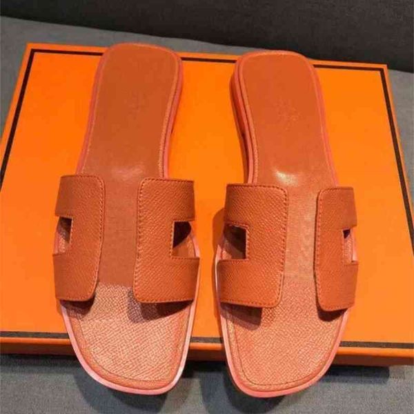 

brand designer h herme slipper beach high designer quality h slippers classic flat woman sandals summer lady cartoon big head leather bath f, Black