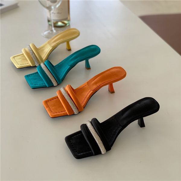 

2021 summer sandals open toe internet celebrity chunky heel stiletto heel korean style casual and comfortable beach shoes soft bottom womens, Black