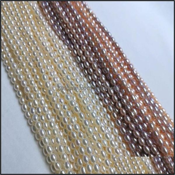 

chains and natural freshwater pearl necklace rice clavicle chain / diy semi-finished product 6-7mm drop delivery 2021 bdedome dxq, Silver