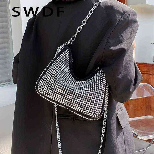 

luxury brand designer sparkle diamond purses women shoulder crossbody bags fashion handbags ladies messenger bags totes 220428 220428