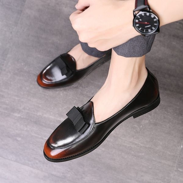 

m-anxiu new design gradine color wingtip formal shoes men pointed toe casual wedding party liesure dress shoes y200420, Black