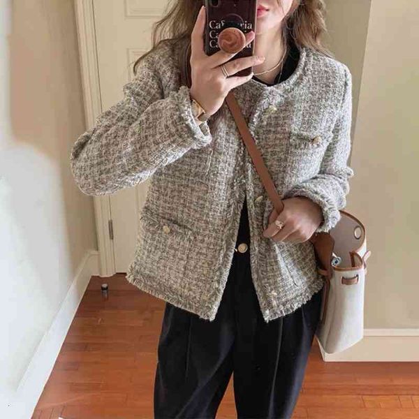 

women's knits & tees light luxury celebrity tweed small fragrance coat women's spring leisure versatile fried street short epxp, White