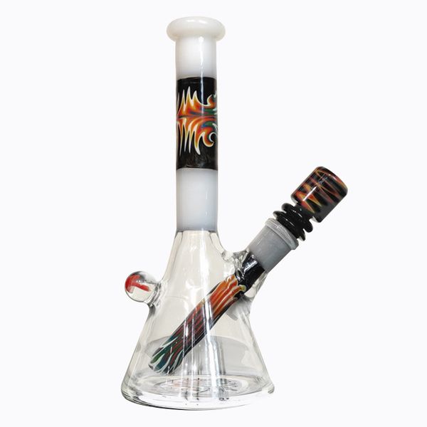 sigaro Beaker bong vetro intrecciato colorato bong in vetro spesso da 9 mm tipo dritto con stelo verso il basso