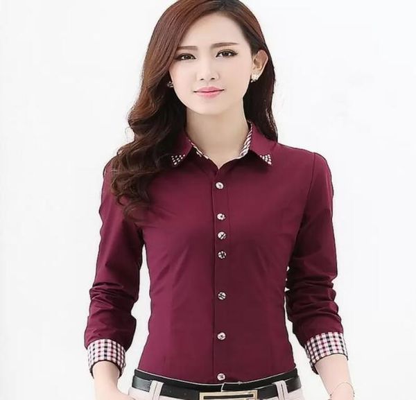 Blusas Mujer De Moda 2022 Bahar Uzun Kollu Bluz Kadınlar Kariyer Kore Ofis Bayan Bluz Giyim Gömlek Ince Pamuk Karışımı Resmi Workwear