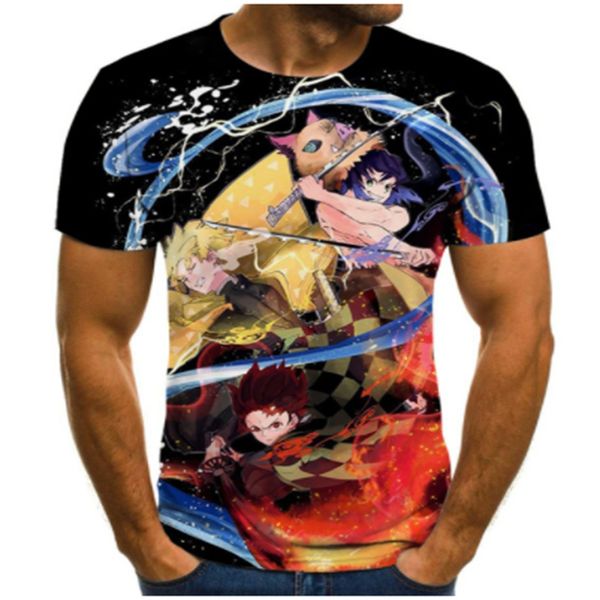 

new kimetsu no yaiba graphic t shirts anime harajuku summer men's t-shirts 3d boys clothing plus size fashion t-shirt men's, Black;green