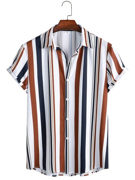 

men random vertical striped shirt 83rq#, White;black