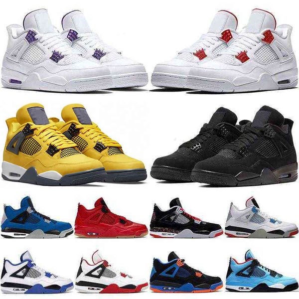 

4 4s jumpman basketball shoes ovo splatter metallic purple red green bred black cat outdoor mens sneakers us 7-13