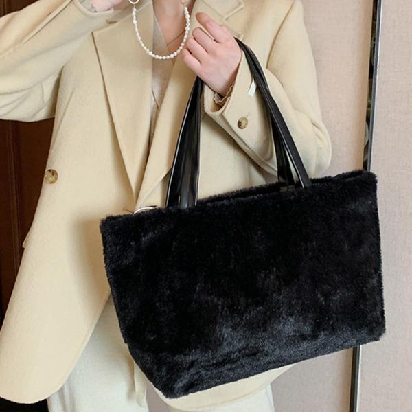 

evening bags women's bag plush pure color shoulder female casual shopping autumn winter large capacity designer tote handbags