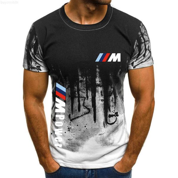 

men's short sleeve t-shirt, 3d printed casual, hip-hop, loose, fashion, bmw m sports, summer, White;black