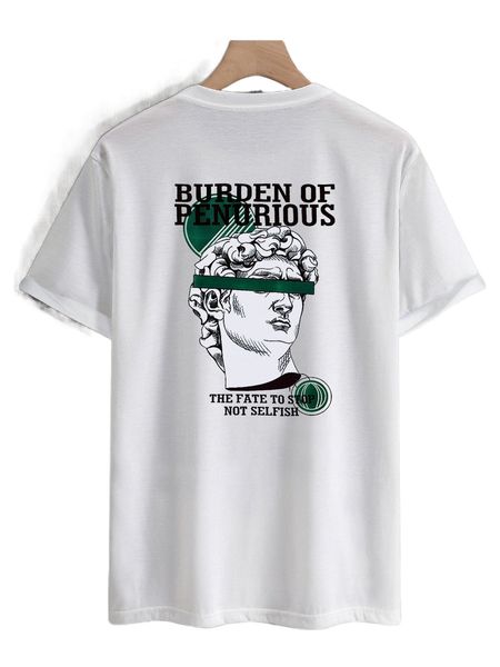 

men figure & slogan graphic tee w2eb#, White;black