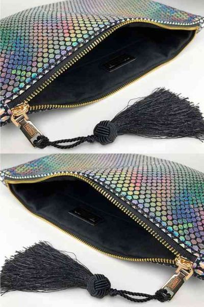 

nxy evening bags mirror pattern luxury tassel fashion pu women party clutch crossbody mini female bolsa handbag purse 220506