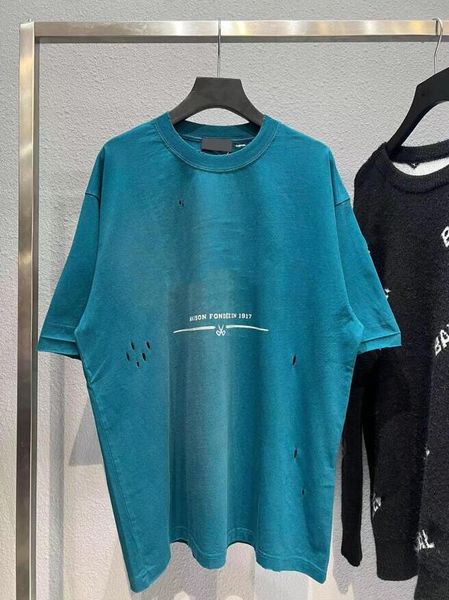 Дизайнер 22SS Летние мужские футболки разорванные женски