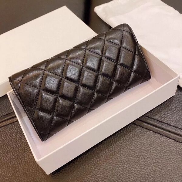 

ly ss classic black long wallets vintage lambskin quilted diamond gold metal multi-card coin purse womens mens handbag holders designer luxu, Red;black
