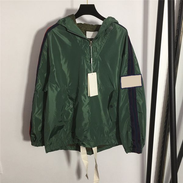 

stylish striped webbing stitched hoodies half zipper long sleeve hooded windbreaker waterproof windproof pullover for spring autumn, Black