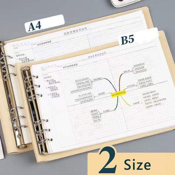 Note de notas Cadernos de Cornell A4/B5 200 páginas Mapa mental Grade de papel para escritórios escolares Agendas de diário foliares 2022 Planners