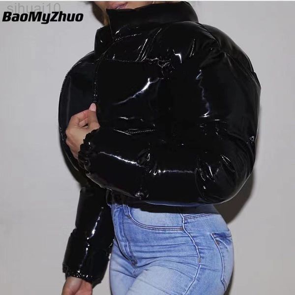 

winter fashion black warm down coat jacket women oversize luxury vintage solid color thick bomber jackets 2022 outerwear l220730