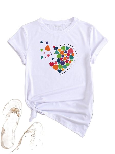 

heart & slogan print tee h0py#, White