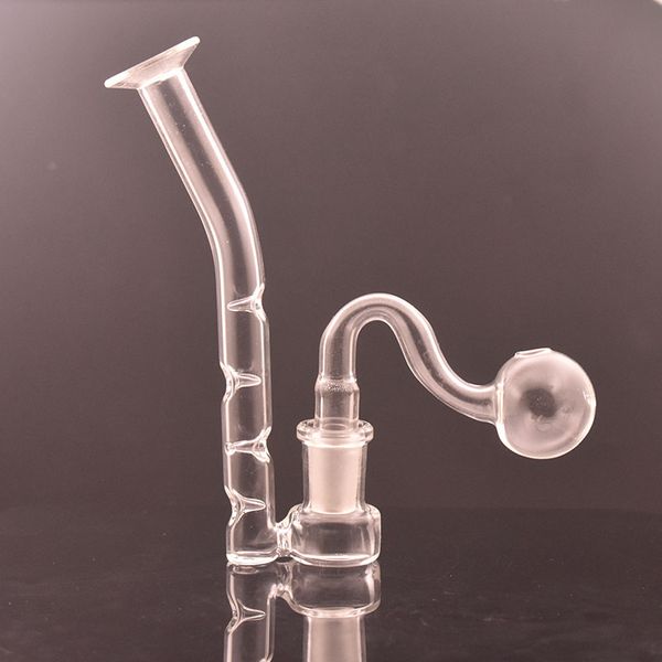 Adattatore per narghilè in vetro da 6 pollici e 14 mm con giunto femmina Arco con foro concavo Adattatore per gancio a J per accessori per fumatori Dab Rig Bong 2 pezzi