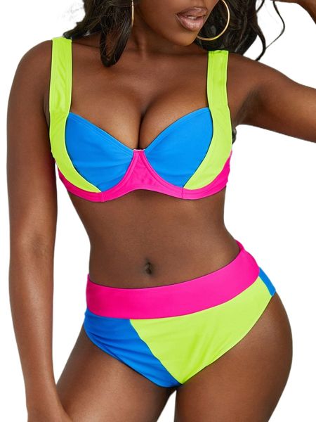 

colorblock underwire bikini swimsuit u7w0#, White;black