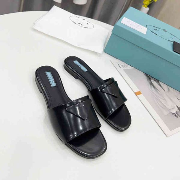 

slippers high end women's sandals square head flip flops open toe flat bottom fashion in summer, Black