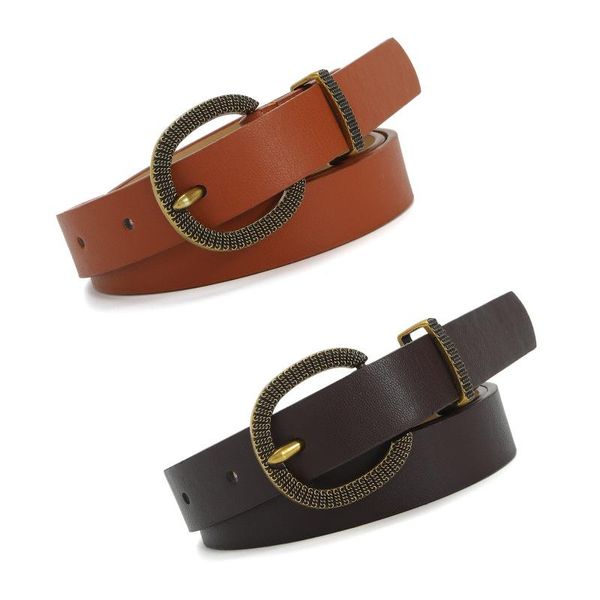 Gürtel Klassischer Gürtel mit Dornschließe Damenmode Antikgold PU Dekoratives Jeanskleid BS1022Belts