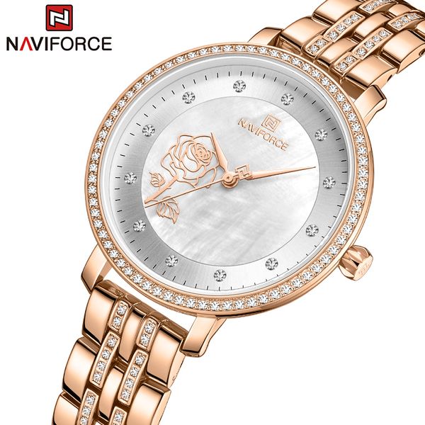 

naviforce rose gold watch women watches ladies creative steel women's bracelet watches female waterproof clock relogio feminino 220409, Slivery;golden