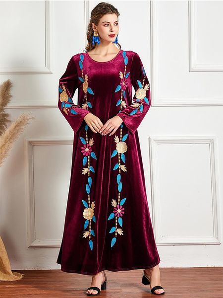 

christmas red velvet abaya dubai turkey islam arabic muslim maxi long hijab modest dress robe musulmane longue dresses for women