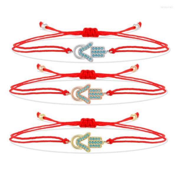

charm bracelets cubic zirconia crystal blue cz stones hamsa hand bracelet women girl 2022 fashion red string hanmade jewelry presentcharm la, Golden;silver