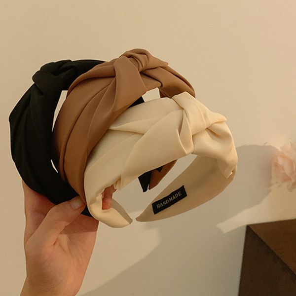 

woman width fold hairband solid headband across turban women's acessories turban korean style headwrap headhoop, Slivery;white