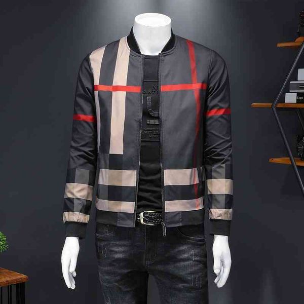 

2022 new men's korean slim et fashion plaid coat, Black;brown