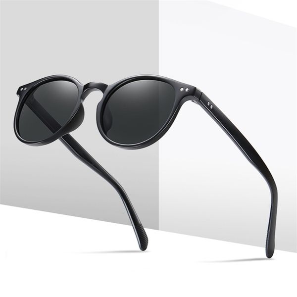 

men hd polarized sunglasses classic retro round frame fashion rays brand designer sun glasses for women uv400 220507, White;black