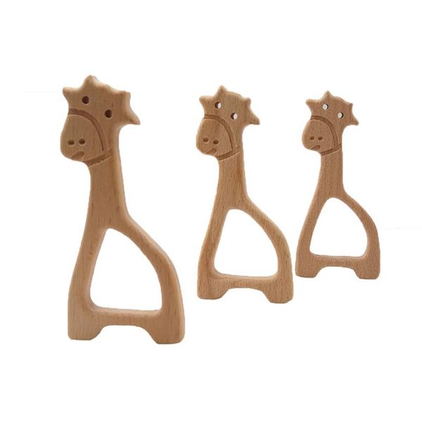 Giraffa di faggio teether teether a forma di animale per bambini per bambini giocattoli per bambini accessori per la collana per bambini208l