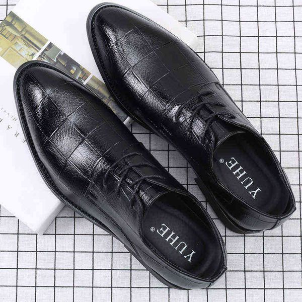 Lazer de verão Coreano British Business Suit Black Point Coather Men's Fashion Wedding Shoes